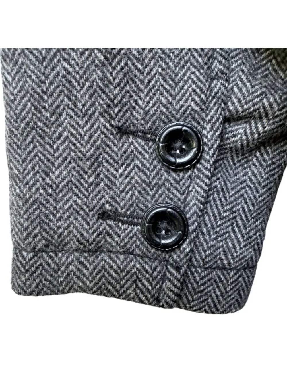 GAP Boys Herringbone Blazer Gray Tweed Small Size 6-7 Wool Blend Jacket Preppy